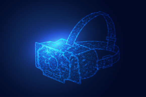 Download VR Camera Low Polygonal Blue Wireframe - Polygonal Collection