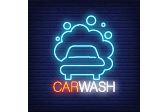 Download Carwash Neon Word and Automobile in Foam - Automobile Collection