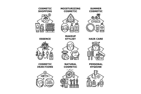 Download Cosmetic Hygiene Set Icons Vector - Icons Collection