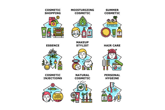Download Cosmetic Hygiene Set Icons Vector - Icons Collection