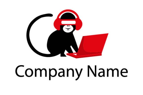 Download Monkey with Laptop Business Logo Design - Business Collection
