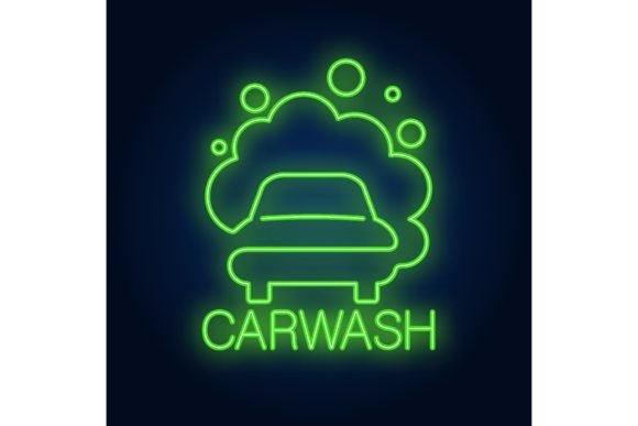 Download Carwash Neon Word and Automobile in Foam - Automobile Collection